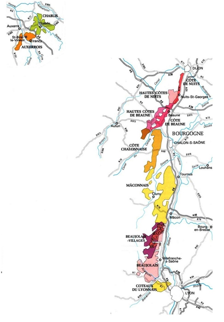 Burgundy wine regions